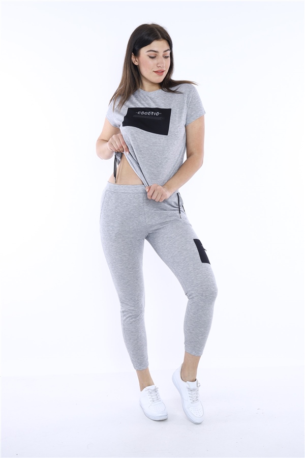 Escetic G2 Melanj Kadın Dokuma Detaylı ABD Pike Nefes Alan T-shirt Takım A3004