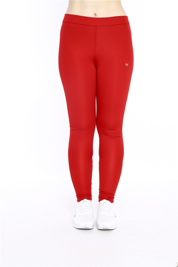 Escetic Kırmızı Kadın Polyester Normal Bel Nefes Alabilen Spor Tayt 0282