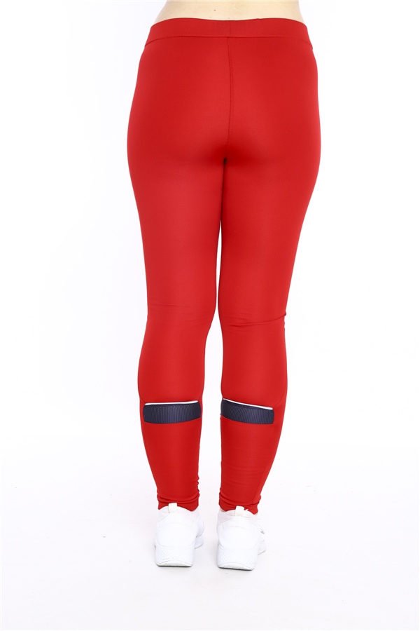 Escetic Kırmızı Kadın Polyester Normal Bel Nefes Alabilen Spor Tayt 0282