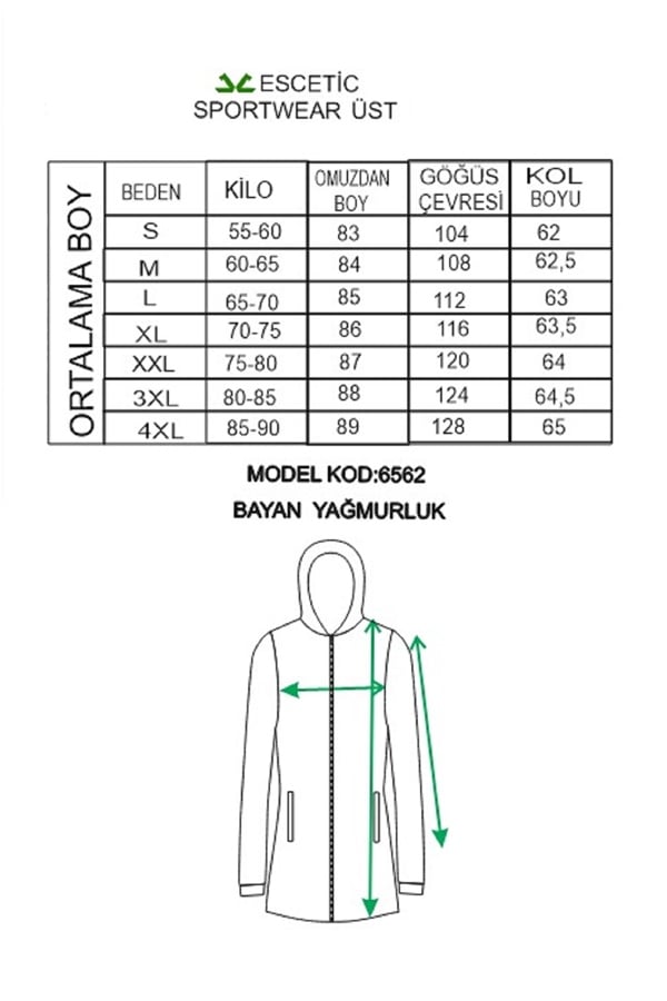 Escetic Kadın Lacivert Rüzgarlık 2 Cepli Sabit Kapüşonlu Desenli Astarlı Su İtici Mevsimlik İnce Ceket 6562
