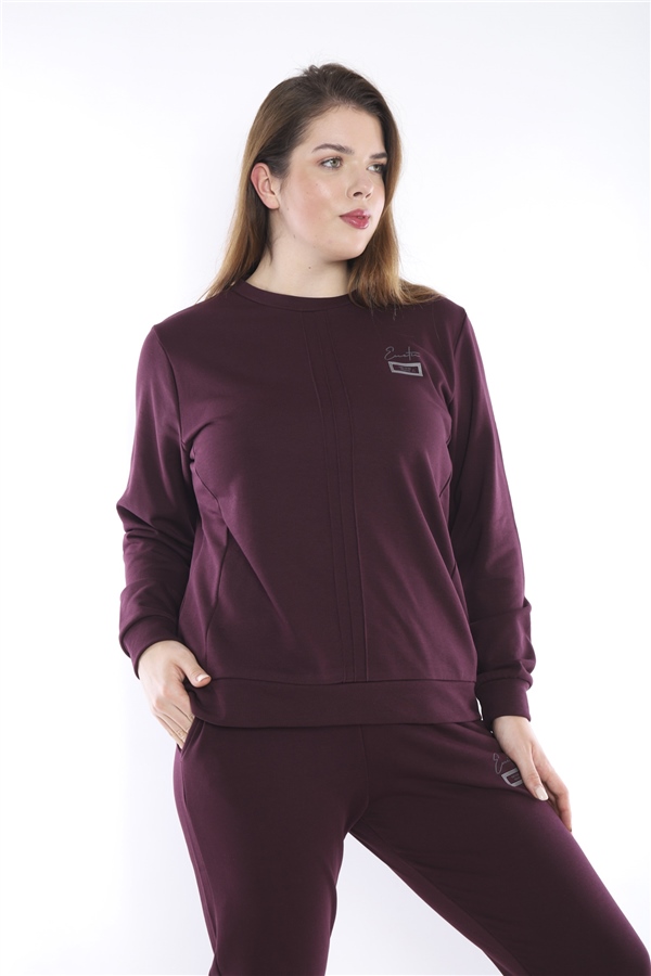 Escetic Mürdüm Battal Beden 3 İplik Nefes Alabilen Spor Sweat Eşofman Takımı A3052