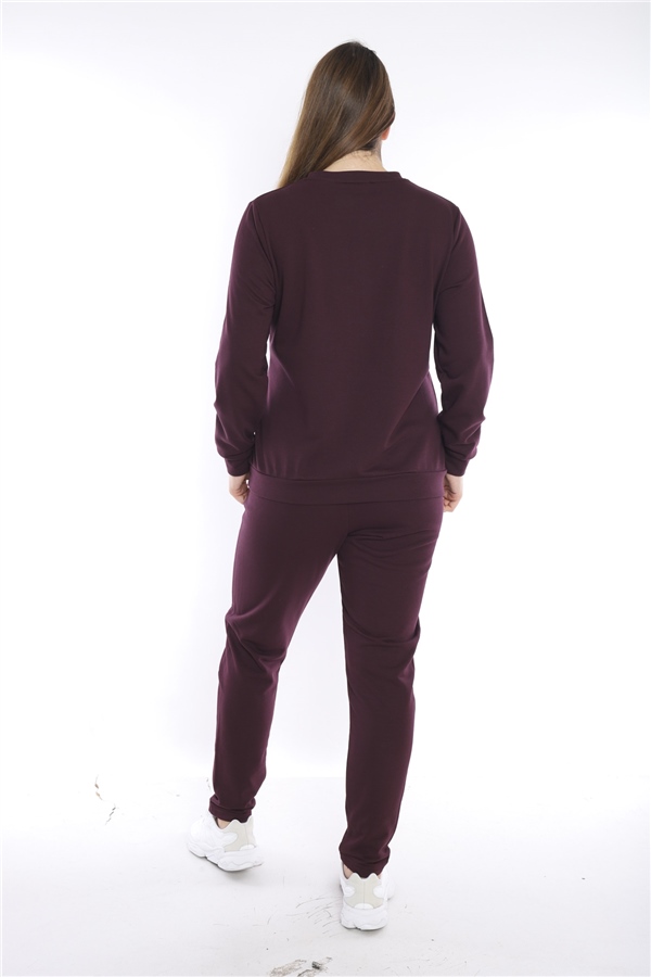 Escetic Mürdüm Battal Beden 3 İplik Nefes Alabilen Spor Sweat Eşofman Takımı A3052