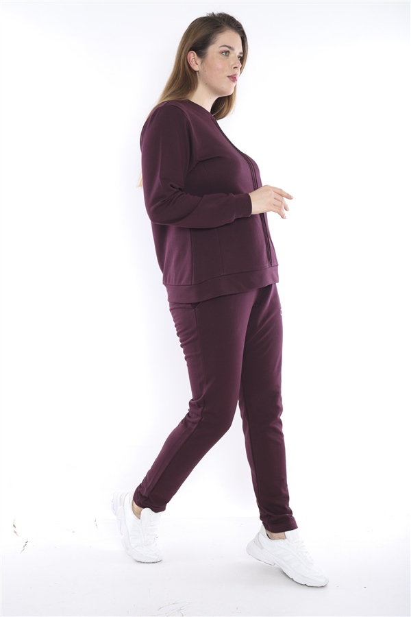 Escetic Mürdüm Battal Beden 3 İplik Nefes Alabilen Spor Sweat Eşofman Takımı A3052