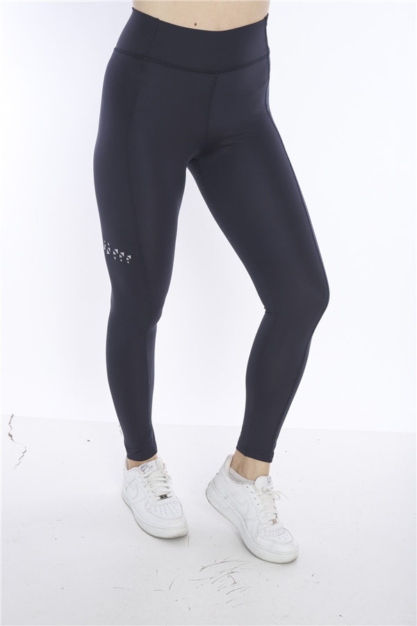 Escetic Lacivert Kadın Mikro Dalgıç Kumaş Baskılı Toparlayıcı Uzun Tayt B1124