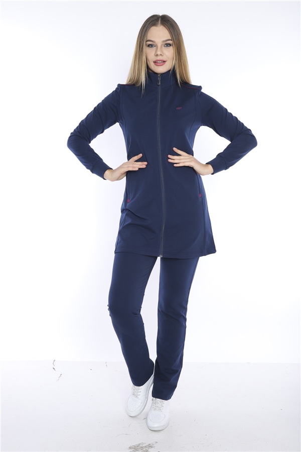 Escetic Royal Kadın Dik Yaka Nefes Alabilen 2 İplik 4 Mevsim Spor Tunik Eşofman Takım 6725