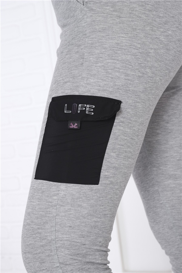 Escetic G2 Melanj Kadın Dar Lastikli Paça Nefes Alan ABD Pike Spor Slimfit Eşofman Altı B1201