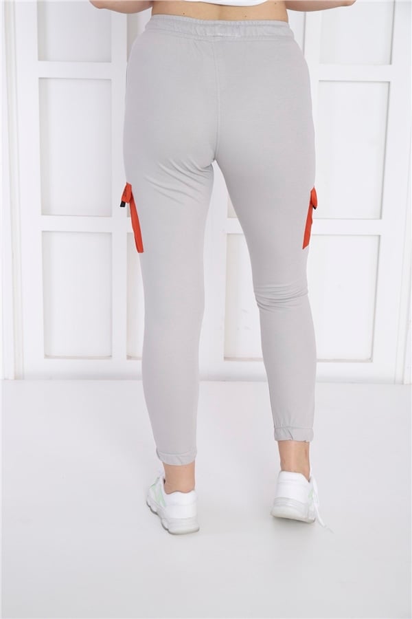 Escetic Gri Kadın Dar Lastikli Paça Nefes Alan ABD Pike Spor Slimfit Eşofman Altı B1201