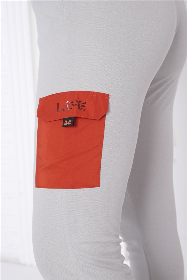 Escetic Gri Kadın Dar Lastikli Paça Nefes Alan ABD Pike Spor Slimfit Eşofman Altı B1201