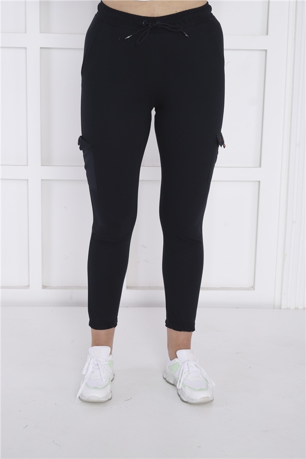 Escetic Lacivert Kadın Dar Lastikli Paça Nefes Alan ABD Pike Spor Slimfit Eşofman Altı B1201