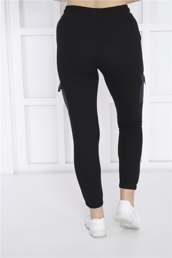 Escetic Siyah Kadın Dar Lastikli Paça Nefes Alan ABD Pike Spor Slimfit Eşofman Altı B1201