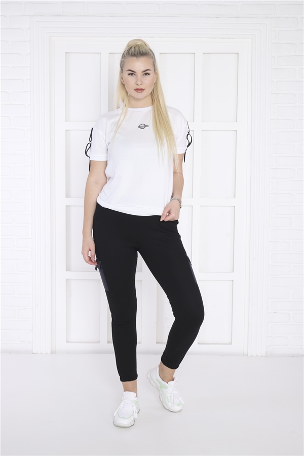 Escetic Siyah Kadın Dar Lastikli Paça Nefes Alan ABD Pike Spor Slimfit Eşofman Altı B1201