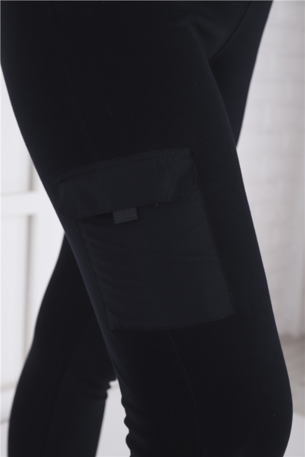 Escetic Siyah Kadın Dar Lastikli Paça Nefes Alan ABD Pike Spor Slimfit Eşofman Altı B1201