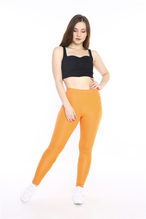 Escetic Yavru Ağzı (Oranj) Kadın Polyester Normal Bel Nefes Alabilen Spor Tayt 0282