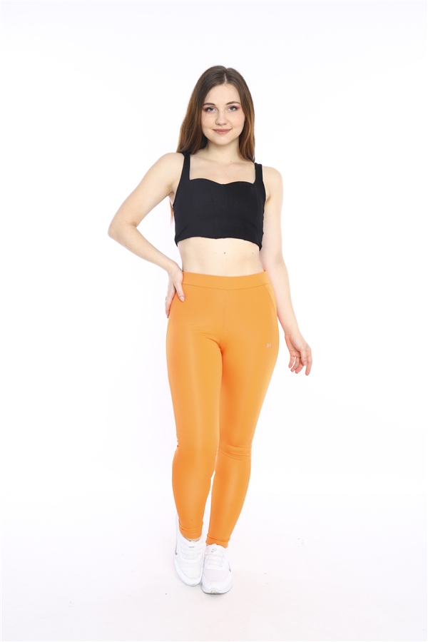 Escetic Yavru Ağzı (Oranj) Kadın Polyester Normal Bel Nefes Alabilen Spor Tayt 0282