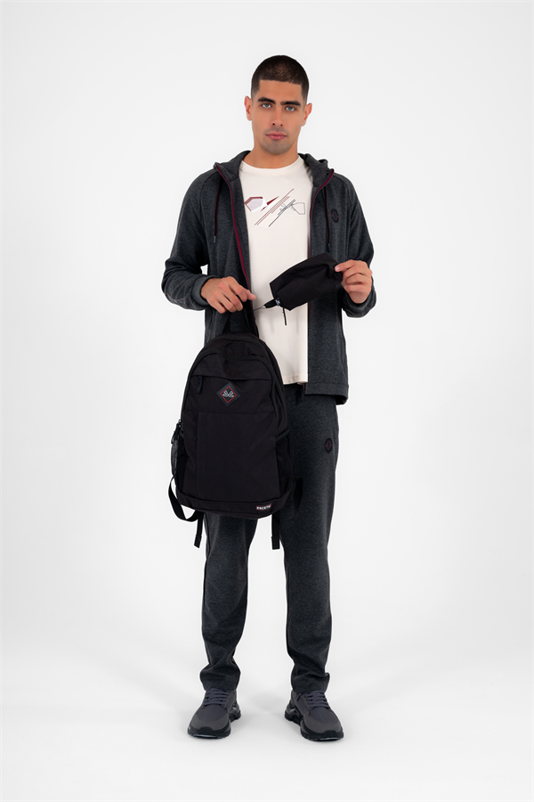 Escetic Spor Siyah Sırt Çantası Okul Tatil Kamp Seyahat Dağcılık Çanta C5000