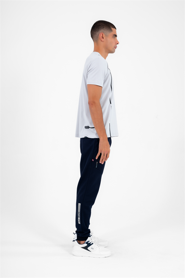 Erkek Taş Spor Bisiklet Yaka Slimfit Nefes Alabilen ABD Pike Pamuklu Kumaş T-Shirt T0038
