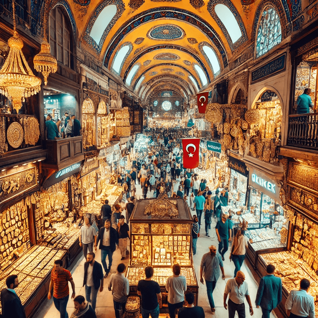 Kapalı Çarşı'da altın alışverişi yapan insanlar