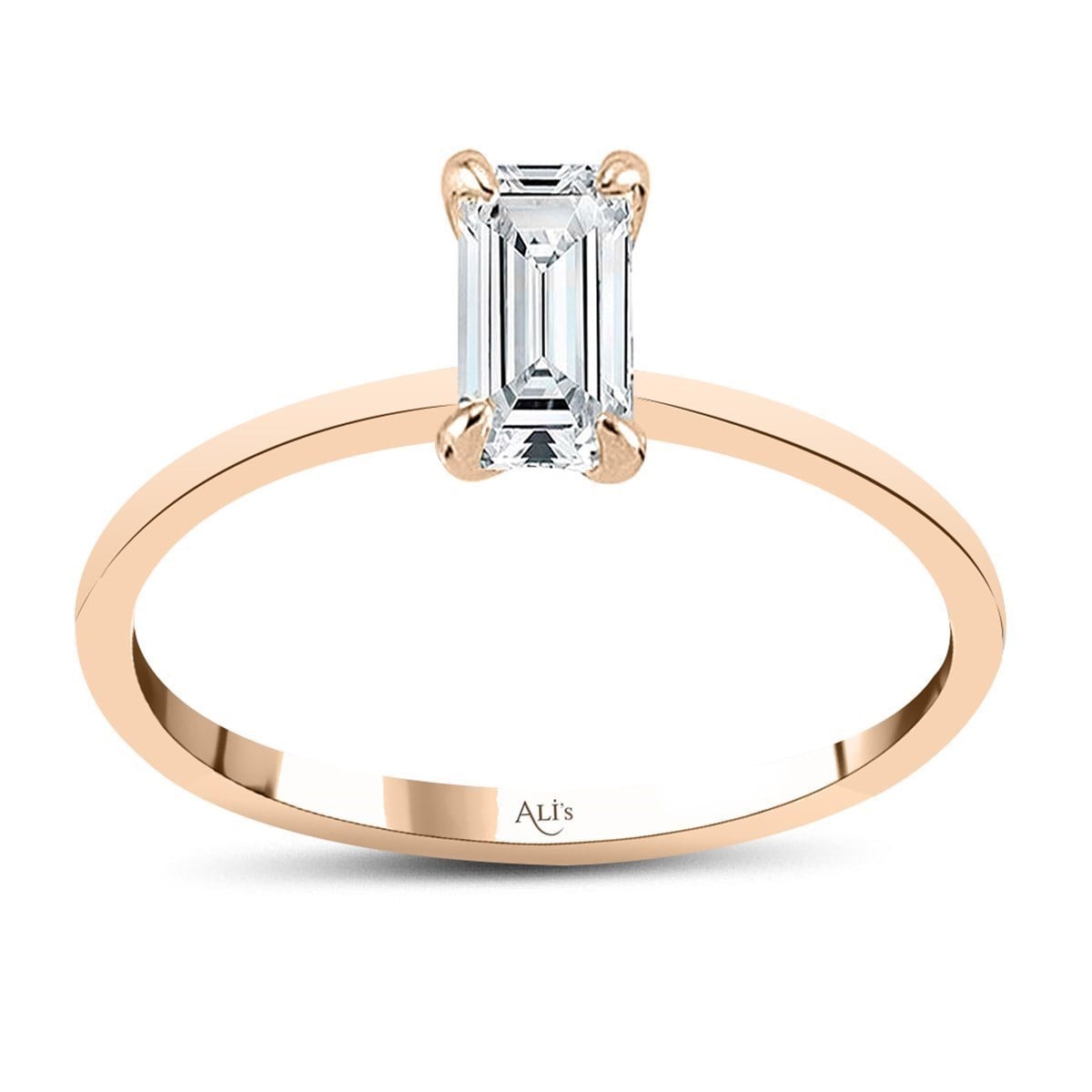 0.40 Karat HRD Sertifikalı Rose Pırlanta Emerald Yüzük F Renk