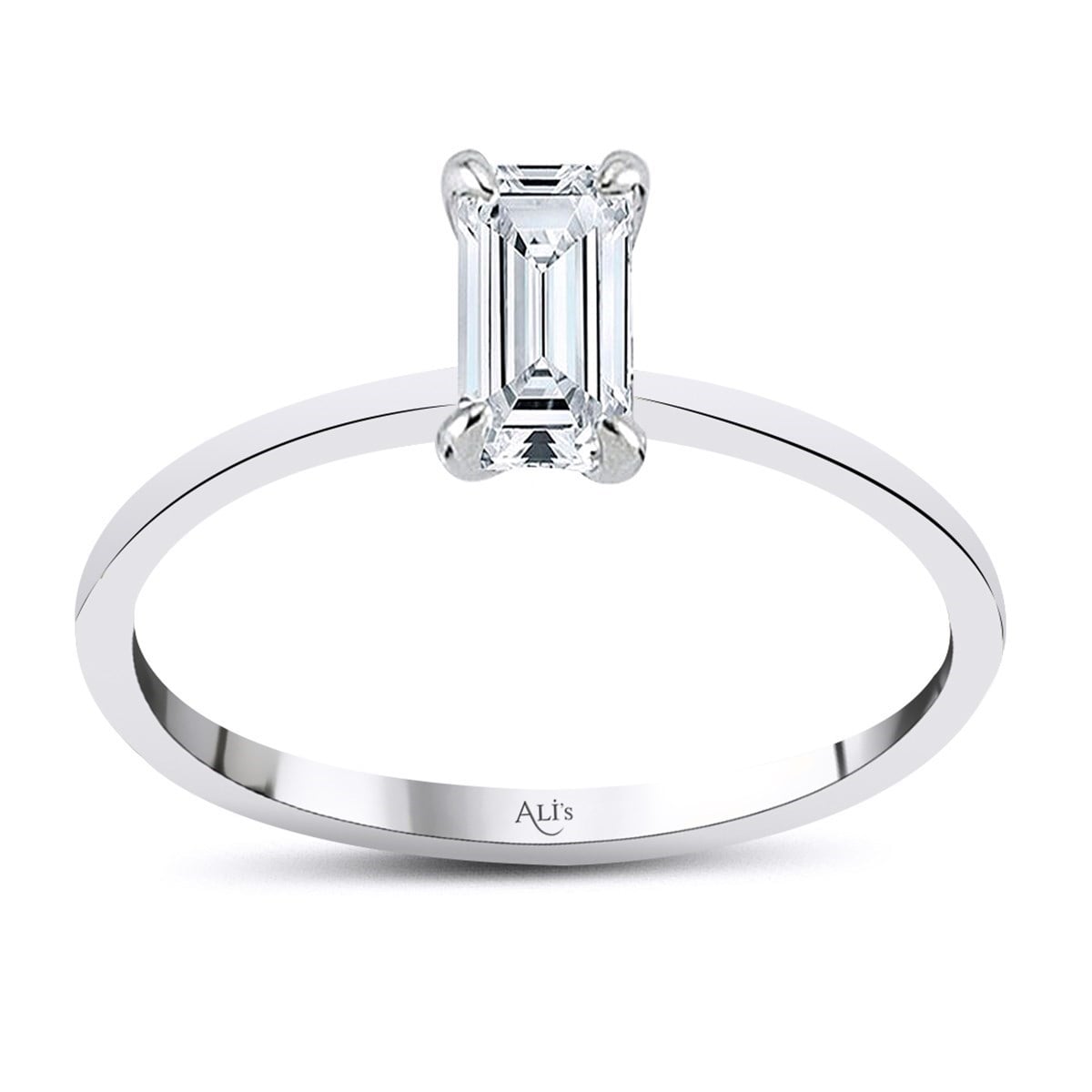 0.50 Karat HRD Sertifikalı Beyaz Pırlanta Emerald Yüzük F Renk