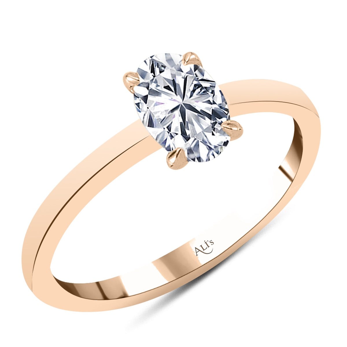 0.60 Karat Gia Sertifikalı Rose Pırlanta Oval Yüzük E Renk