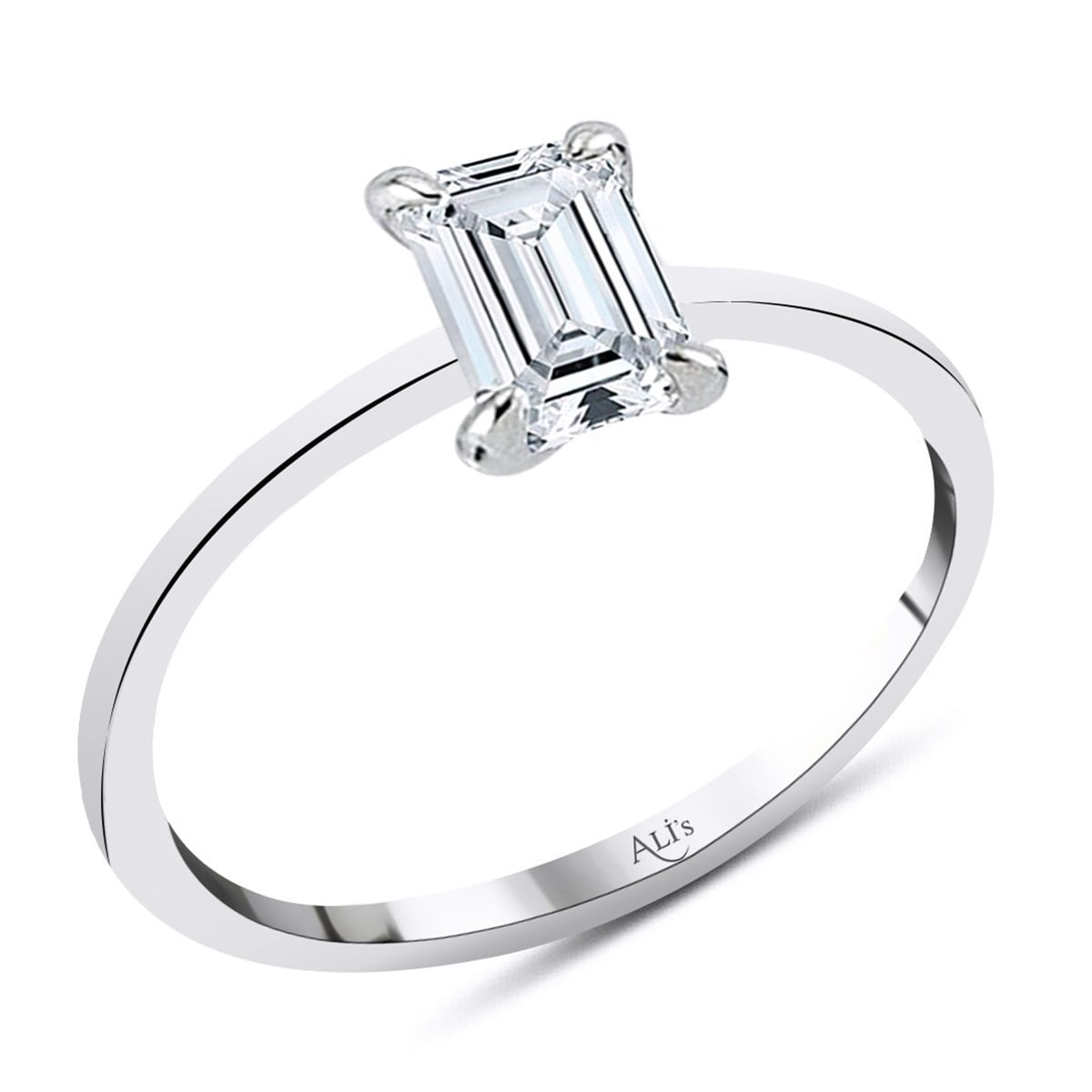 0.70 Karat HRD Sertifikalı Beyaz Pırlanta Emerald Yüzük F Renk