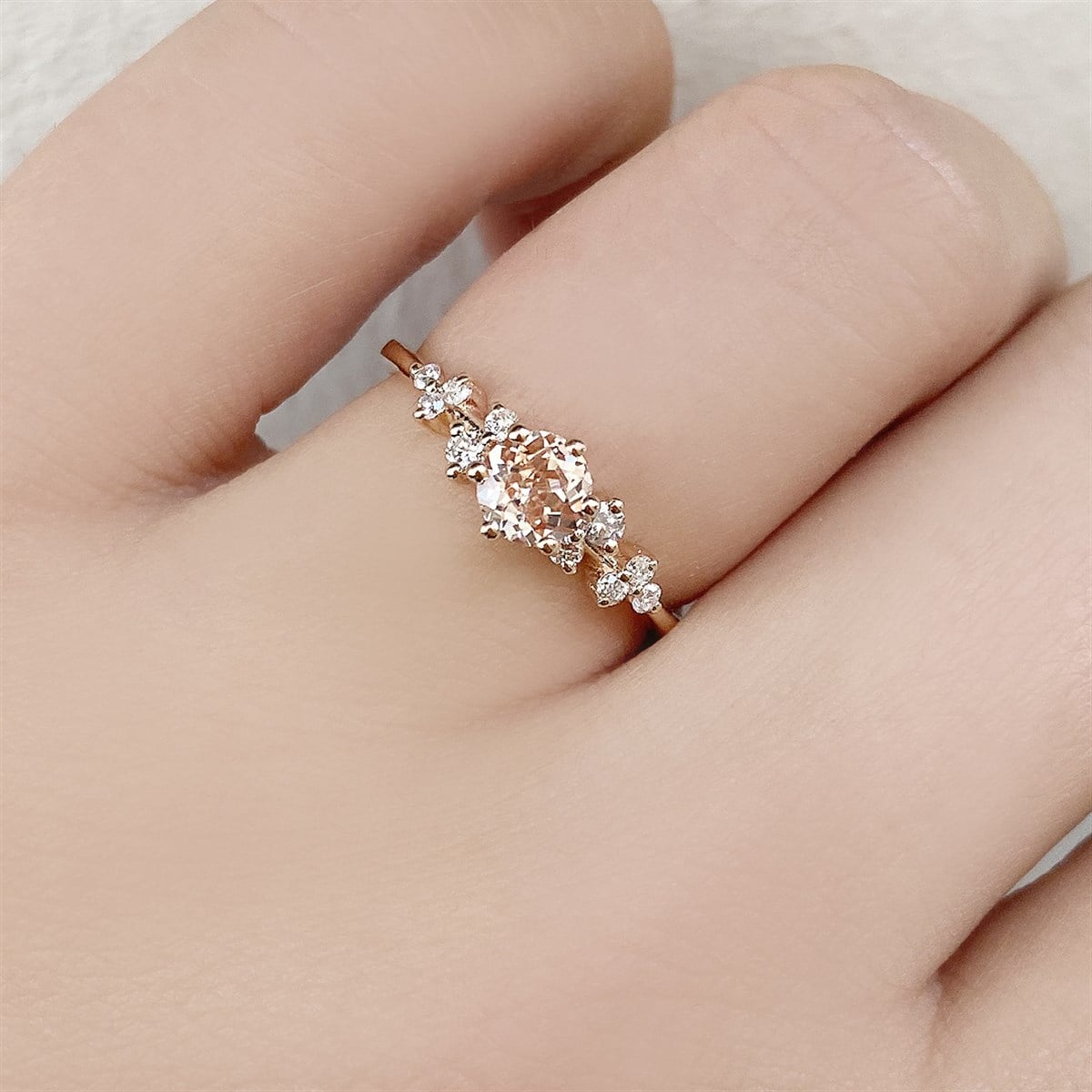 0.70 Karat Vintage Pırlanta Morganite Yüzük 