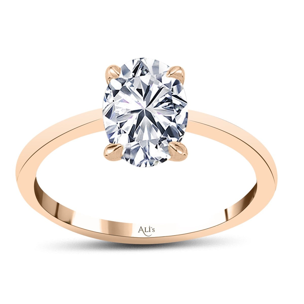 0.80 Karat GIA Sertifikalı Rose Pırlanta Oval Yüzük F Renk