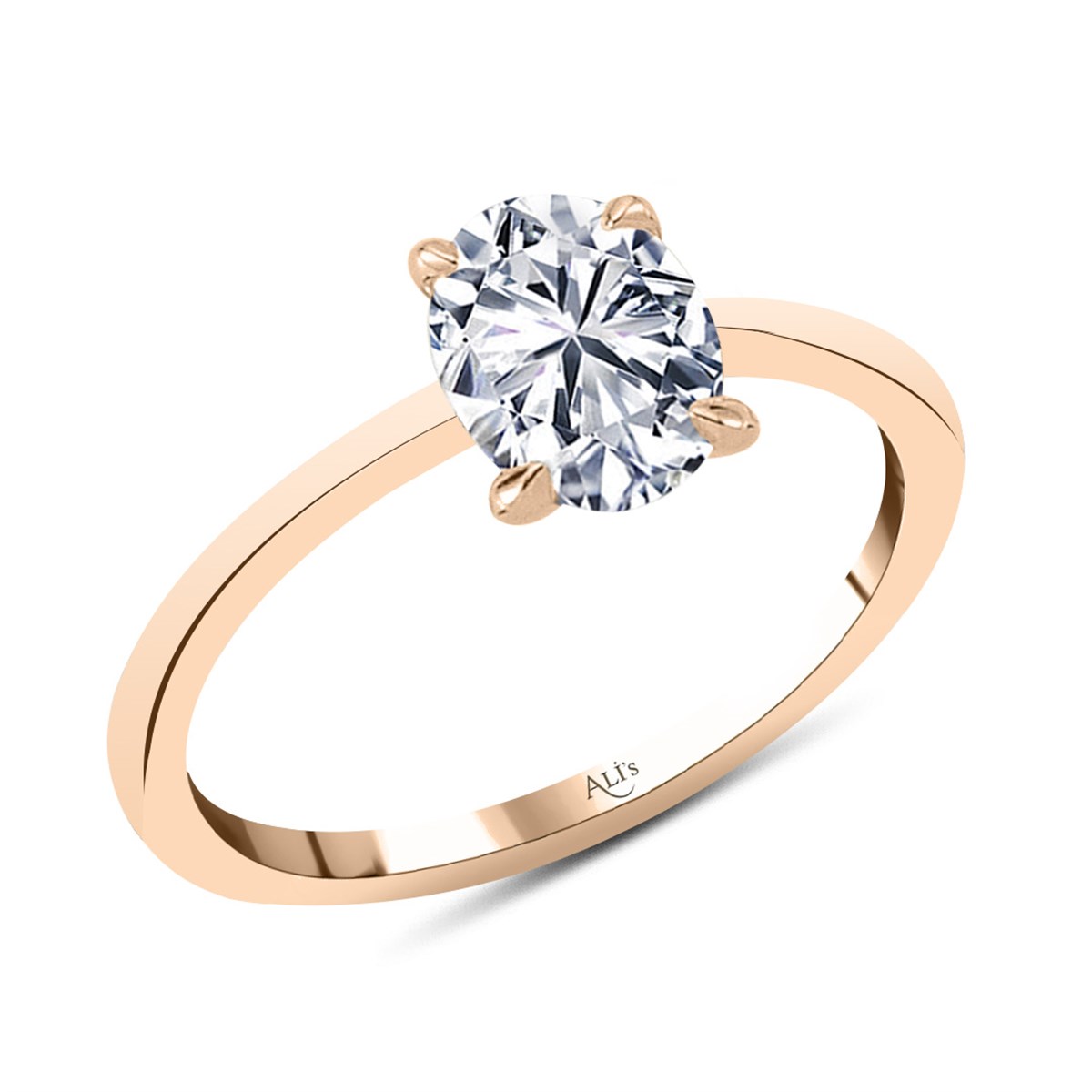 0.90 Karat Gia Sertifikalı Rose Pırlanta Oval Yüzük E Renk