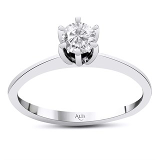 0.30 Karat GIA Sertifikalı Altı Tırnak Pırlanta Tektaş Yüzük D Renk