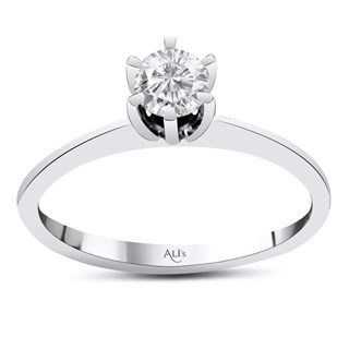 0.30 Karat GIA Sertifikalı Altı Tırnak Pırlanta Tektaş Yüzük F Renk