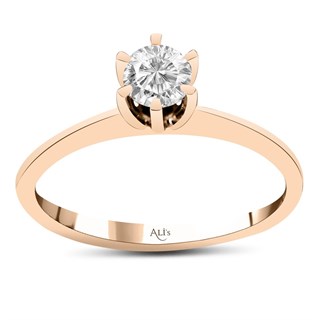 0.30 Karat GIA Sertifikalı Rose Altı Tırnak Pırlanta Tektaş Yüzük F Renk