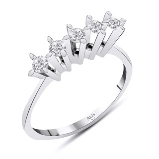 0.35 Karat Pırlanta Beştaş Yüzük F Renk