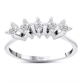 0.35 Karat Pırlanta Beştaş Yüzük F Renk