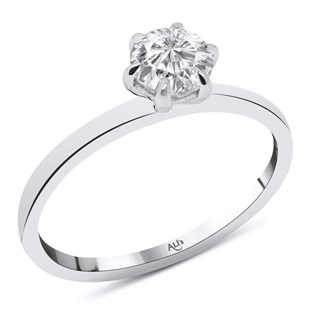 0.40 Karat GIA Sertifikalı Altı Tırnak Pırlanta Tektaş Yüzük F Renk