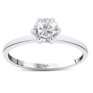 0.40 Karat GIA Sertifikalı Altı Tırnak Pırlanta Tektaş Yüzük F Renk