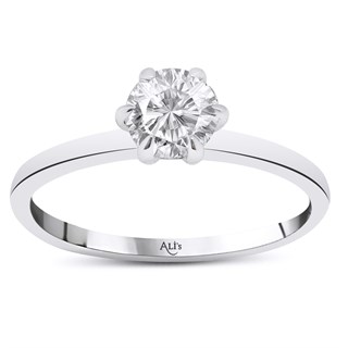 0.40 Karat GIA Sertifikalı Altı Tırnak Pırlanta Tektaş Yüzük D Renk