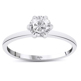 0.40 Karat GIA Sertifikalı Altı Tırnak Pırlanta Tektaş Yüzük E Renk