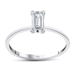 0.40 Karat Gia Sertifikalı Beyaz Pırlanta Emerald Yüzük F Renk