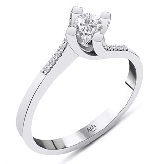 0.40 Karat GIA Sertifikalı Kenar Taşlı Pırlanta Tektaş Yüzük D Renk