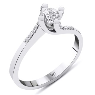 0.40 Karat HRD Sertifikalı Kenar Taşlı Pırlanta Tektaş Yüzük E Renk