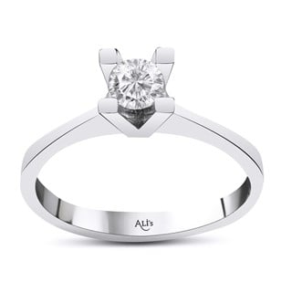 0.40 Karat Gia Sertifikalı Pırlanta  F Renk Tektaş Yüzük