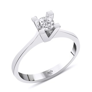 0.40 Karat Gia Sertifikalı Pırlanta  F Renk Tektaş Yüzük