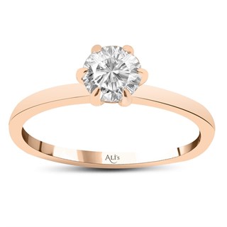 0.40 Karat Gia Sertifikalı Rose  Altı Tırnak Pırlanta Tektaş Yüzük F Renk