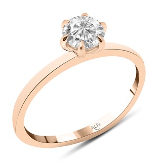 0.40 Karat Gia Sertifikalı Rose  Altı Tırnak Pırlanta Tektaş Yüzük D Renk