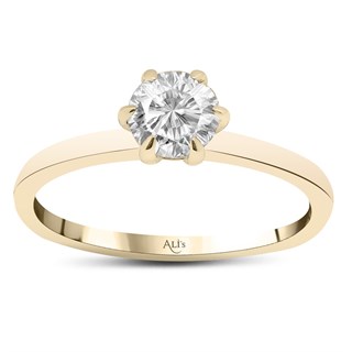 0.40 Karat Gia Sertifikalı Sarı Altı Tırnak Pırlanta Tektaş Yüzük E Renk