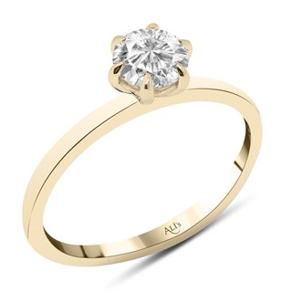 0.40 Karat Gia Sertifikalı Sarı Altı Tırnak Pırlanta Tektaş Yüzük D Renk