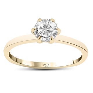 0.40 Karat Gia Sertifikalı Sarı Altı Tırnak Pırlanta Tektaş Yüzük F Renk