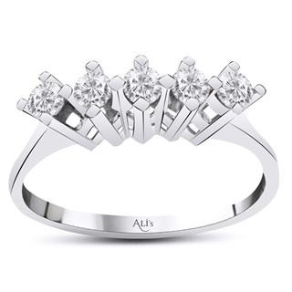 0.40 Karat Pırlanta Beştaş Yüzük F Renk