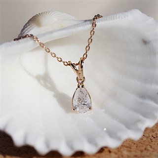 0.50 Karat Gia Sertifikalı Pırlanta Damla Kolye E Renk