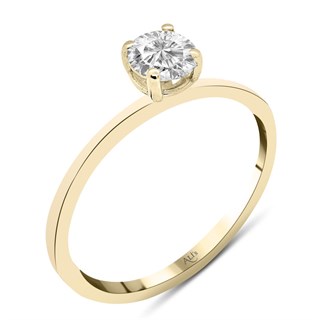 0.50 Karat Gia Sertifikalı Pırlanta Tektaş Sarı Yüzük F Renk